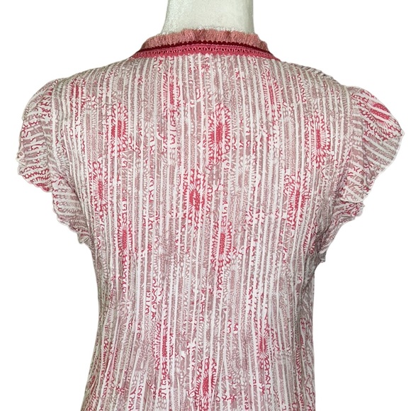 Poupette St Barth Sasha Pink Floral Fringe Crochet Pintuck Babydoll Dress  XS - Picture 10 of 16